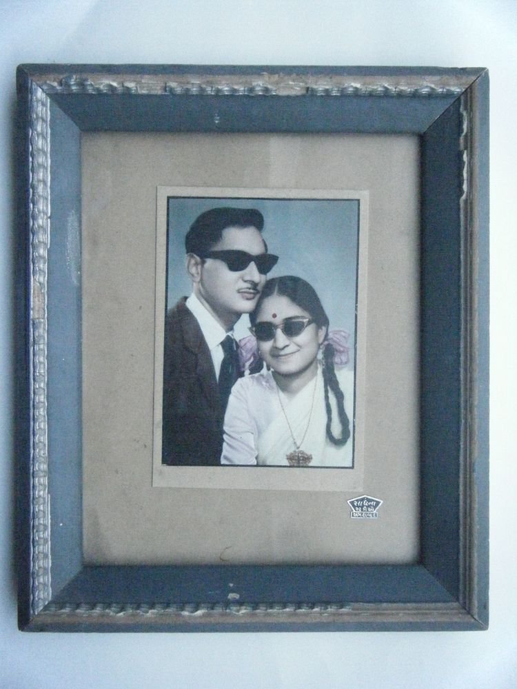 Original Old Hand Colour Photograph Indian Photo in Old Wooden Frame #2677
