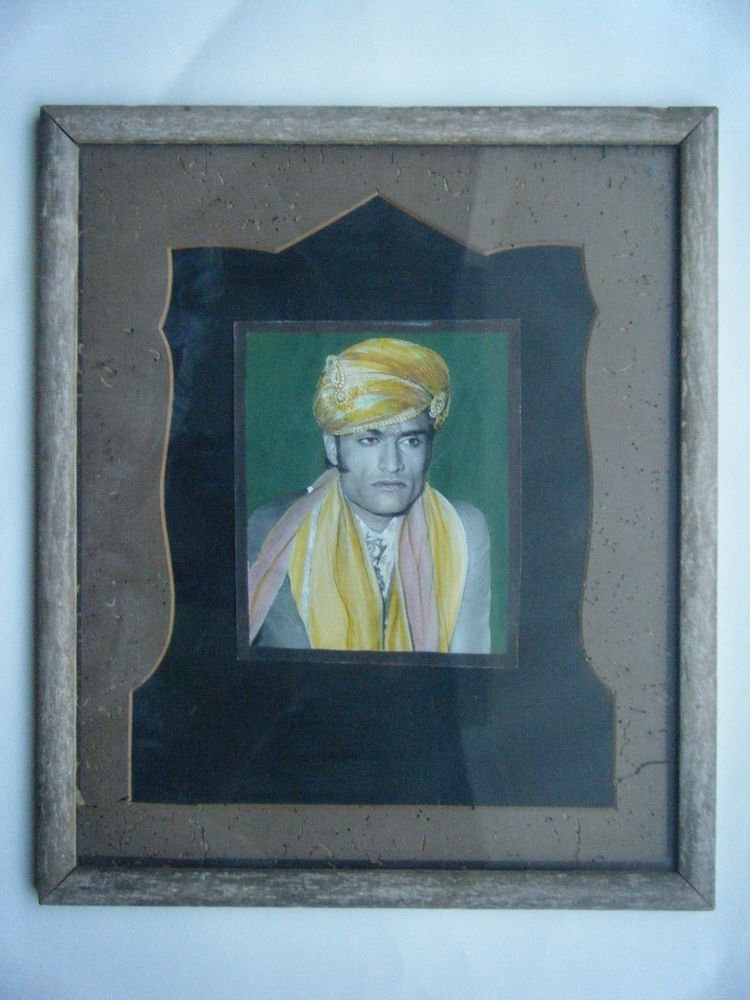 Original Old Hand Colour Photograph Indian Photo in Old Wooden Frame #2678