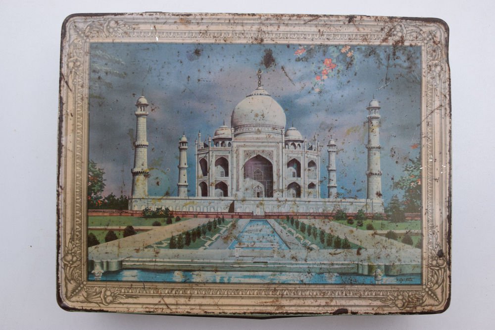 Old Sweets Tin Box, Rare Collectible Litho Printed Tin Boxes India #1347