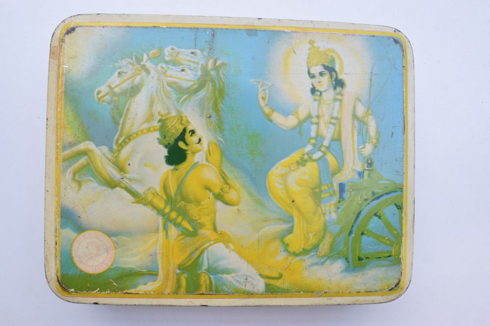 Old Sweets Tin Box, Rare Collectible Litho Printed Tin Boxes India #1360