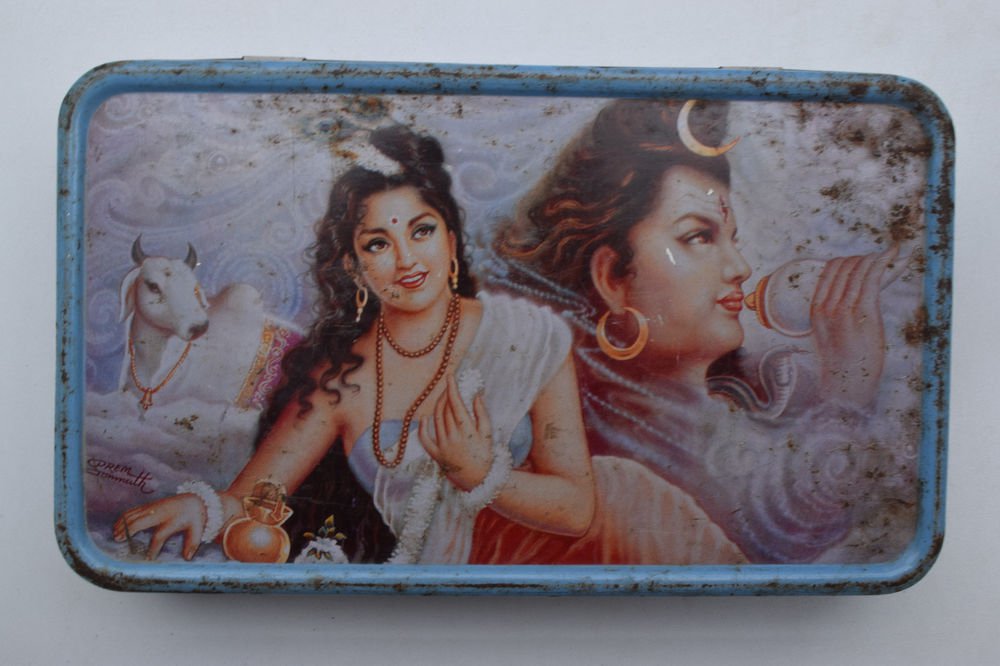 Old Sweets Tin Box, Rare Collectible Litho Printed Tin Boxes India #1390