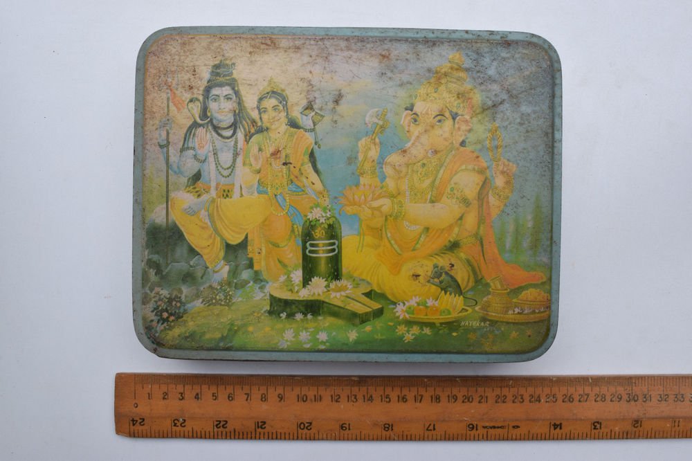 Old Sweets Tin Box, Rare Collectible Litho Printed Tin Boxes India #1391