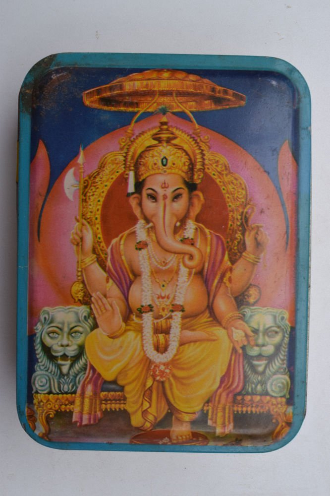 Old Sweets Tin Box, Rare Collectible Litho Printed Tin Boxes India #1399