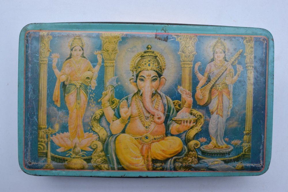 Old Sweets Tin Box, Rare Collectible Litho Printed Tin Boxes India #1401