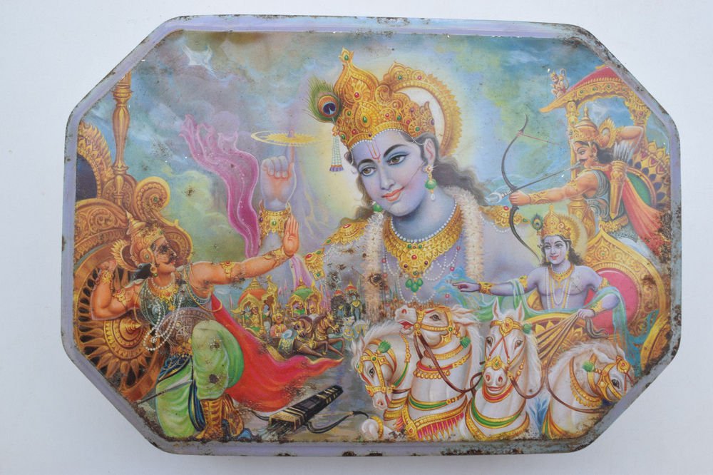 Old Sweets Tin Box, Rare Collectible Litho Printed Tin Boxes India #1356