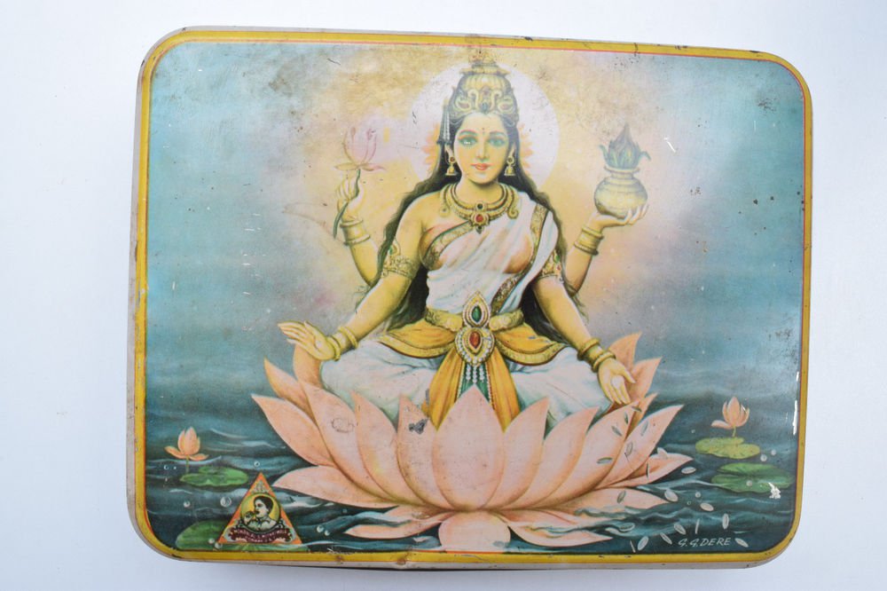 Old Sweets Tin Box, Rare Collectible Litho Printed Tin Boxes India #1370
