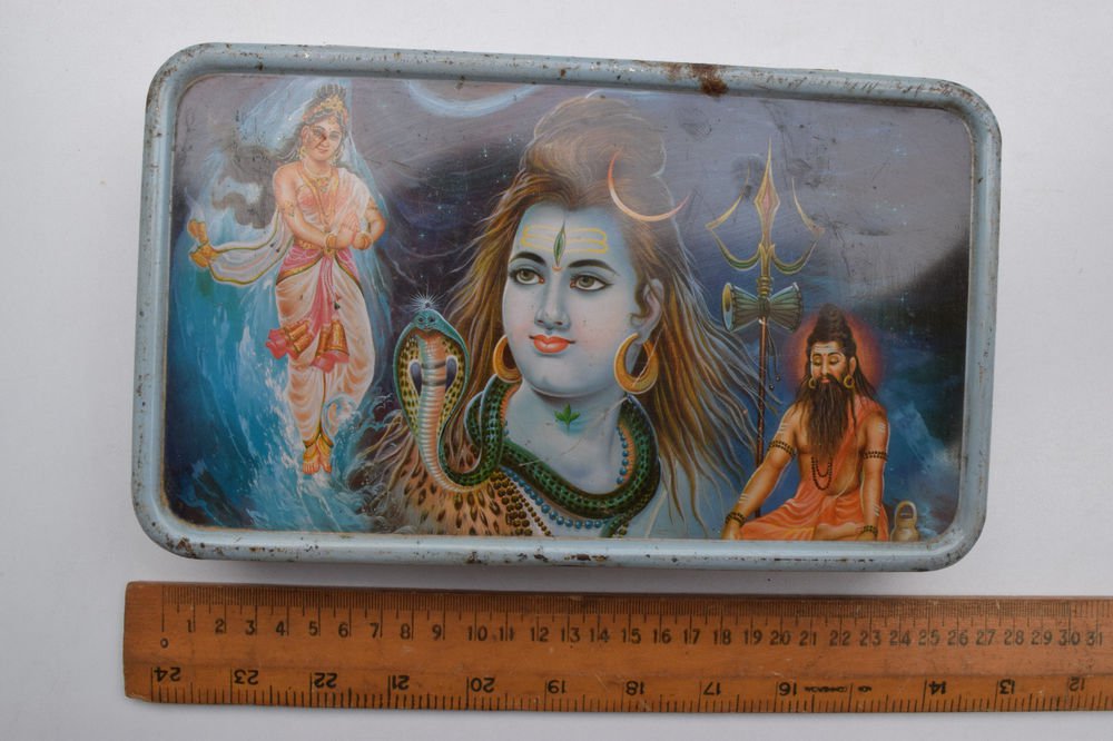 Old Sweets Tin Box, Rare Collectible Litho Printed Tin Boxes India #1385