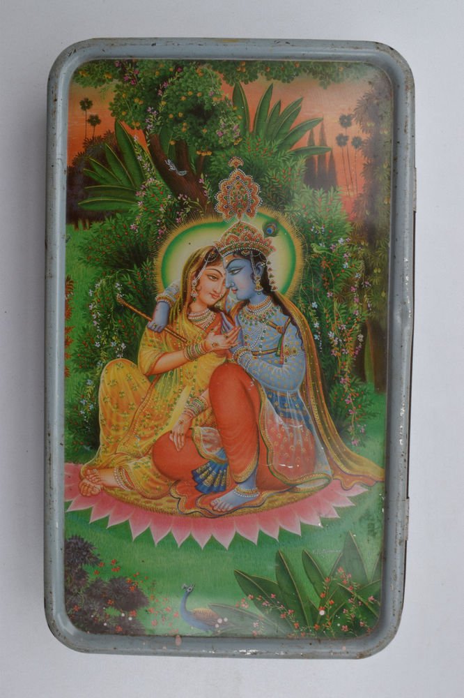 Old Sweets Tin Box, Rare Collectible Litho Printed Tin Boxes India #1412