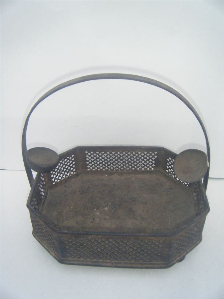 Brass Basket Rare Antique Decorative Flower Fruit Basket Collectible Old #998