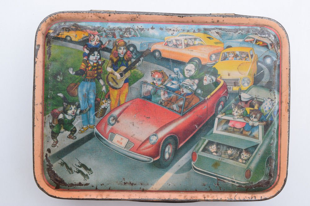Old Sweets Tin Box, Rare Collectible Litho Printed Tin Boxes India #1336