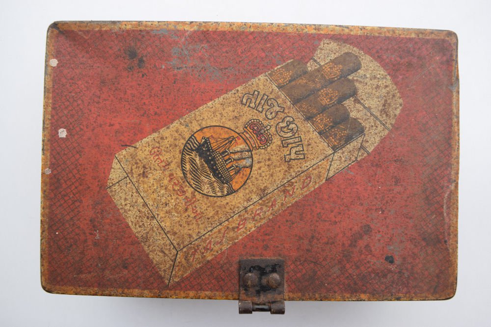 Old Sweets Tin Box, Rare Collectible Litho Printed Tin Boxes India #1342