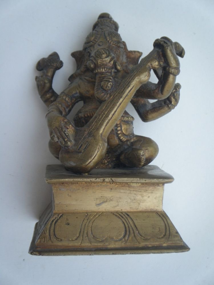 Antique Hindu God GANESHA Traditional Indian Statue Brass Elephant God Small#717
