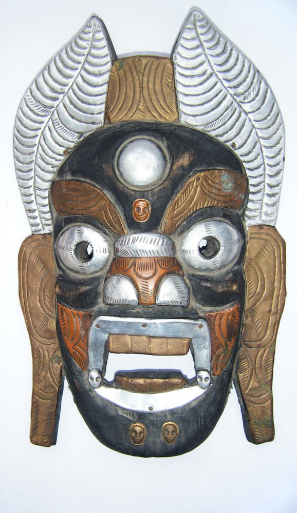 Tribal Wooden Mask, Old Rare Hand Coloured Handmade Original African Mask #1590