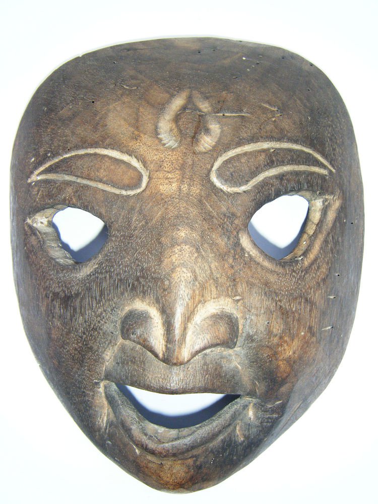 Tribal Wooden Mask, Old Rare Hand Coloured Handmade Original African Mask #1593
