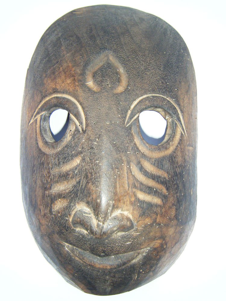 Tribal Wooden Mask, Old Rare Hand Coloured Handmade Original African Mask #1592