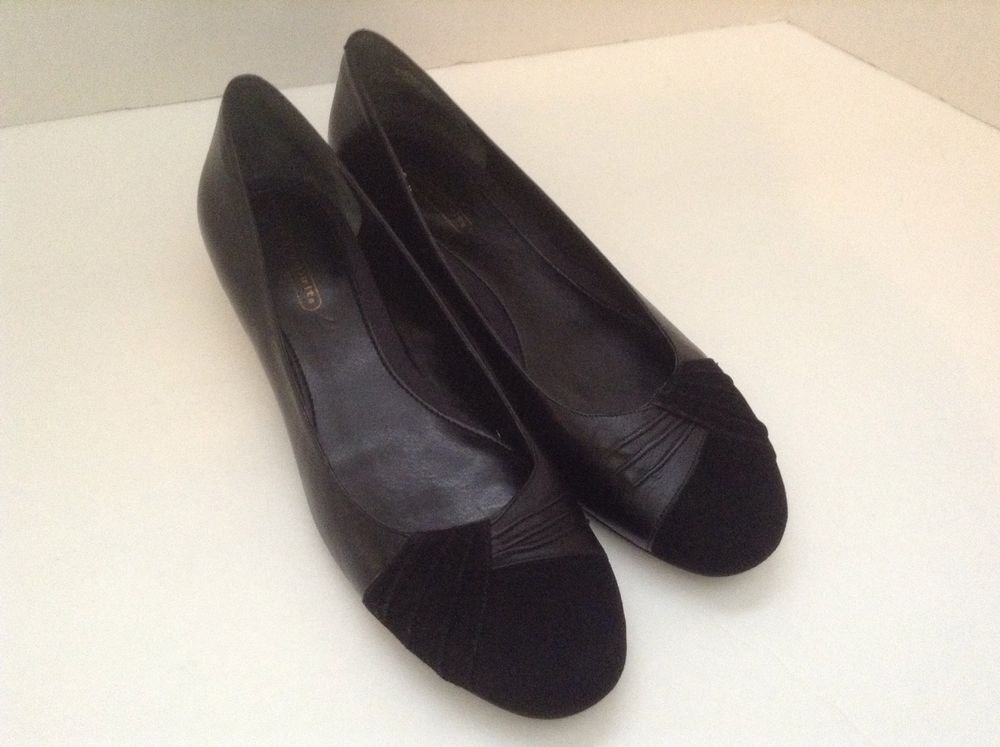 Easy Spirit Black Leather Women's Kitten Heels Slip On Casual Comfort 8.5M