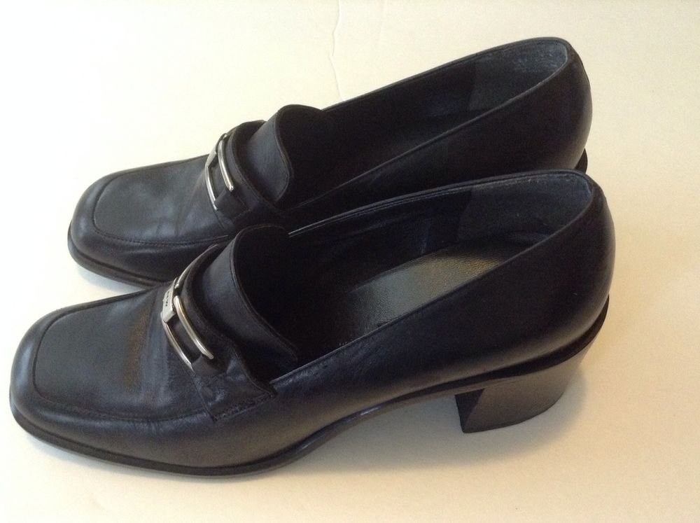NINE WEST SHOES BLACK LEATHER CASUAL LOAFERS WOMEN'S SZ 8M