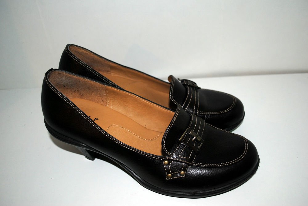 BJORNDAL Womens Sz 7M Dark Brown Leather Slip On Classic Pumps Heels Shoes
