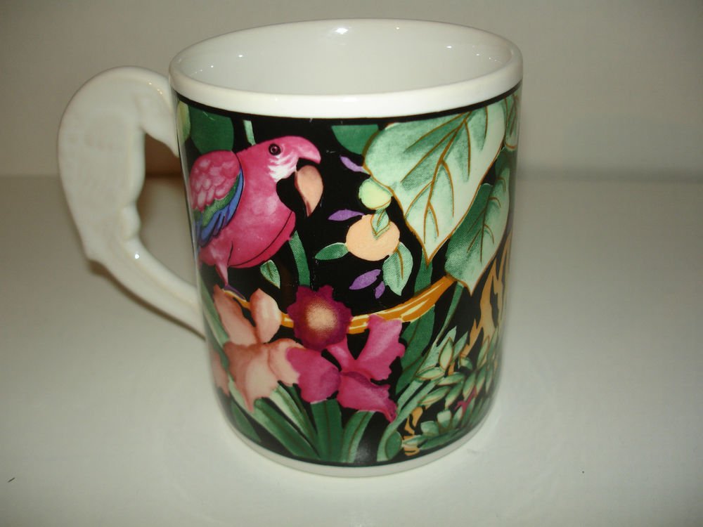 Vitromaster Rain Forest Mug Sue Zipkin 1993 Parrot Multi-Color