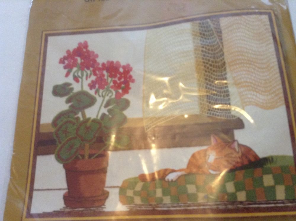 Sunset Stichery Needlecraft Kit "CAT-NAP" Fits 14" X 18"