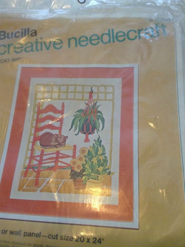 BUCILLA CREATIVE NEEDLECRAFT KIT "CAT-NIP" PICTURE 20" X 24"