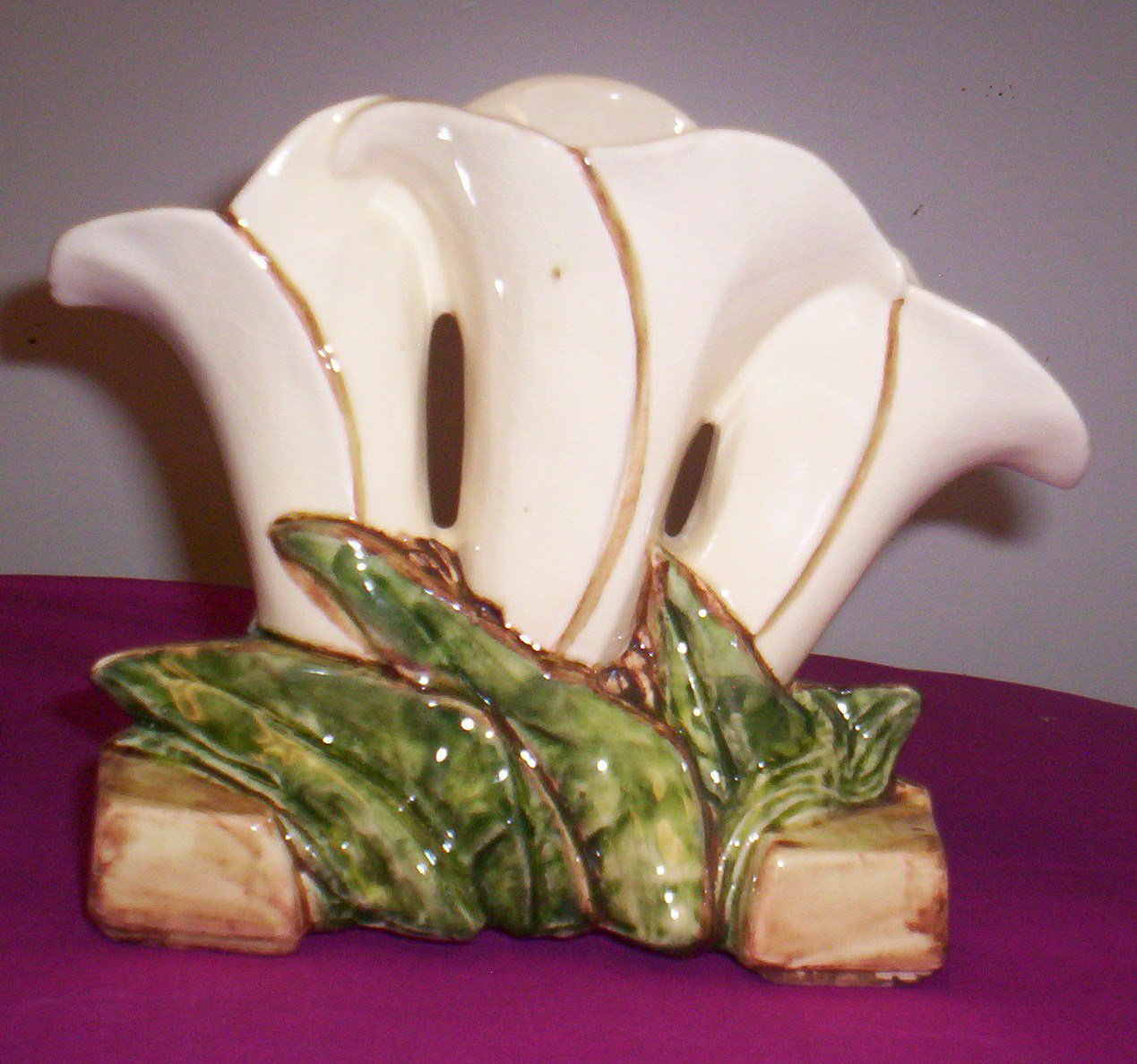 Vintage McCoy Pottery Triple Calla Lily Vase