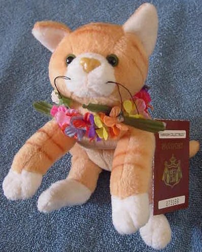 Hawaiian Collectibles Tabby Cat in Lei Beanie Plush 8"Nihi