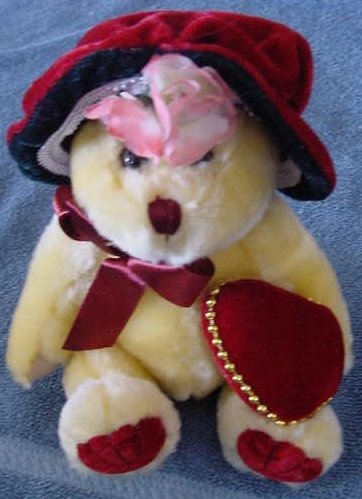 PBC International Yellow Bear Red Hat Stuffed Plush 7"
