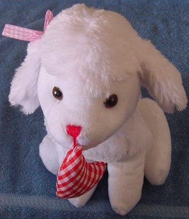 Tony Toy White Dog Gingham Heart Stuffed Plush 9"