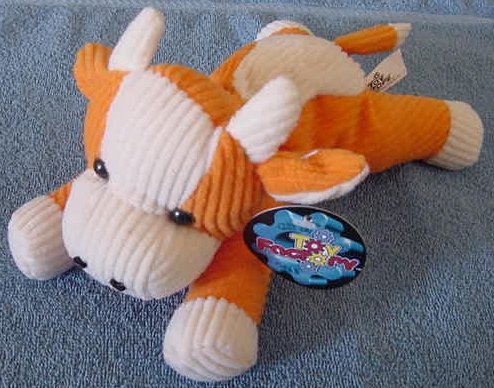 Toy Factory Orange & White Cow Stuffed Plush 9" Tag