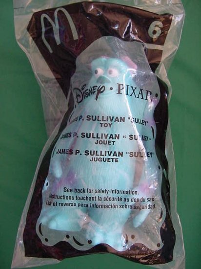McDonald's Monsters Inc Sulley Sully #6 Meal Toy Bag