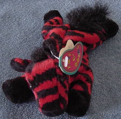 Avon Red & Black Zoe Zebra Beanie Stuffed Plush 7.5"