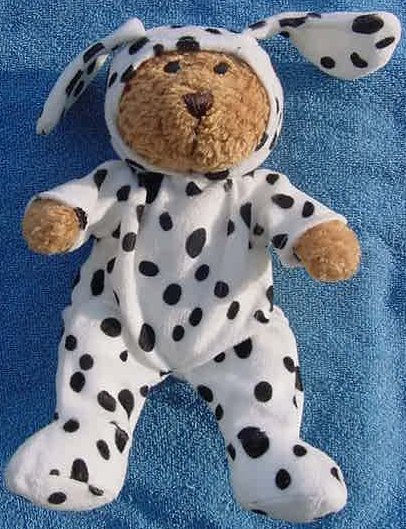 Bear in Dalmatian Dog Costume Stuffed Plush 8"