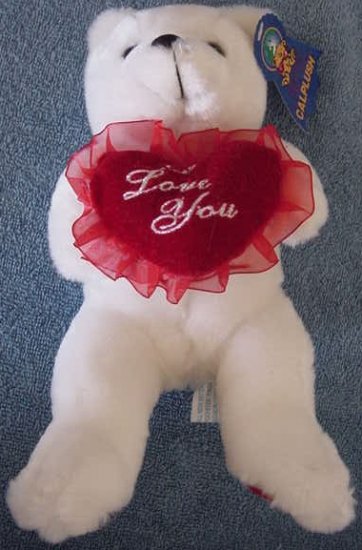 Calplush White Bear I Love You Heart Stuffed Plush 9"