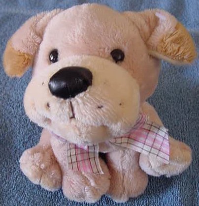 Fiesta Sitting Beige Puppy Dog Stuffed Plush 6"