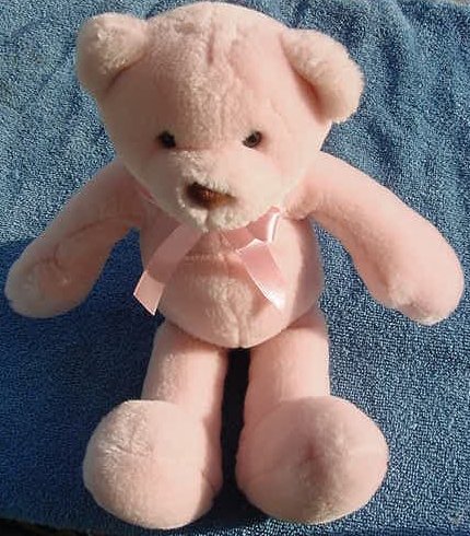 Cute Pink Sitting Bear Stuffed Plush 8.5" Brown Nose