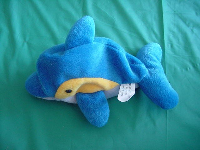 Goffa Blue Yellow Dolphin Porpoise Beanie Plush 9"