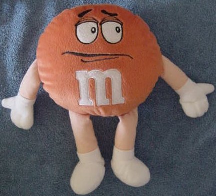 M&M's Candy Orange Guy Stuffed Plush 10" Chocolate