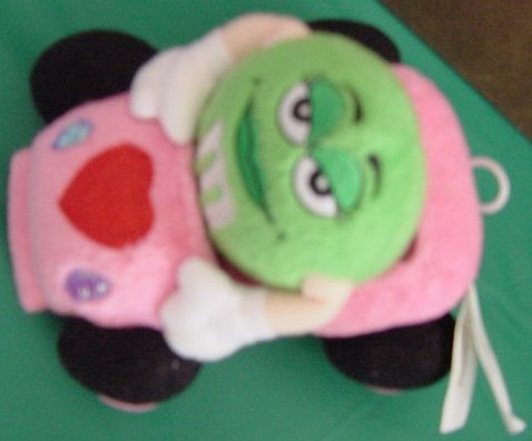 M&M's Miss Sassy Green Pink Vibrating Car Stuffed Plush