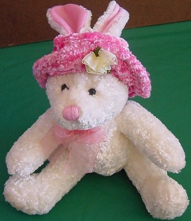 MTY International Bunny in Pink Hat Stuffed Plush 7"