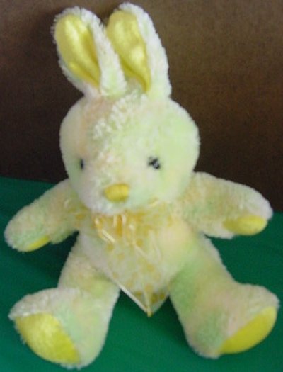 Yellow & Multi Tie Dye Bunny Rabbit Stuffed Plush 6"