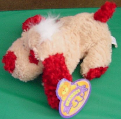 King Plush Beaniacs Beige & Red Dog Puppy Beanie Plush