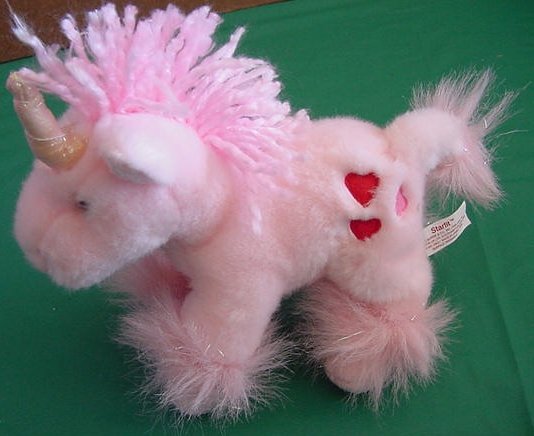 Russ Starlit Pink Unicorn Beanie Stuffed Plush 7" Heart