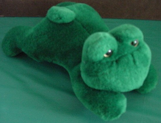 Circus Circus Green Frog Laying Down Stuffed Plush