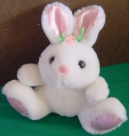 Ebee Services White Bunny Rabbit Flower Stuffed Plush
