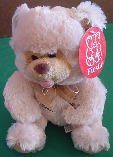 Fiesta Biege Sitting Bear Paw Print Stuffed Plush 8"