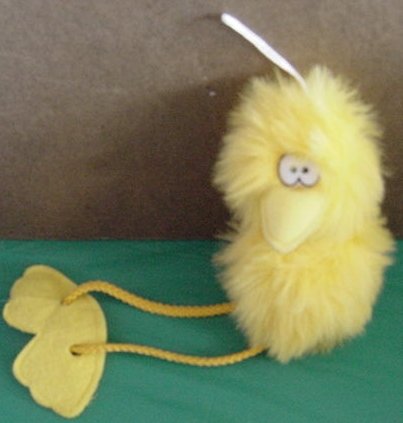 Giftco Yellow Funny Fuzzy Bird Stuffed Plush 6" Hanger