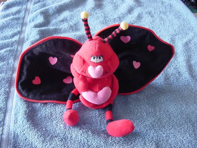 Valentine's Love Bug with Heart Zipper Stuffed Plush 5"