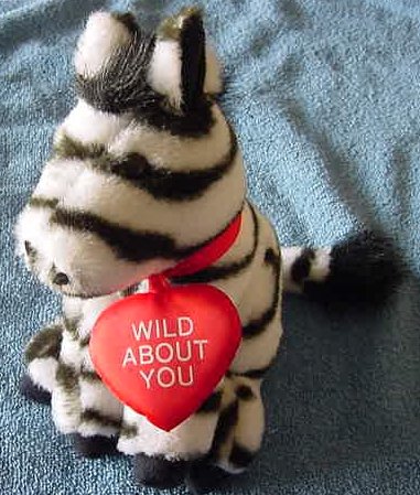 Wild About You Zebra Valentine's Stuffed Plush 7"