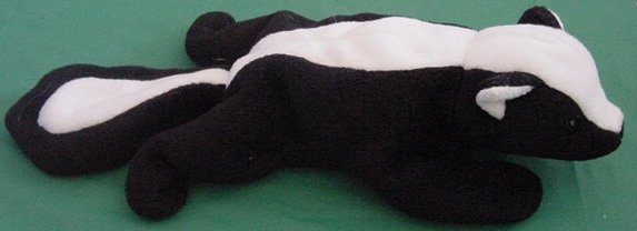 Black & White Laying Down Skunk Beanie Plush 8"